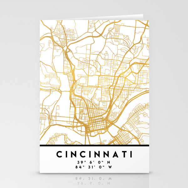 Cincinnati Ohio City Street Map Art Stationery Cards By Deificusart Society6