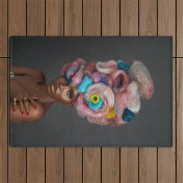 Shades of African American beauty; magical realism color hair female portrait color photograph / photography Outdoor Rug
