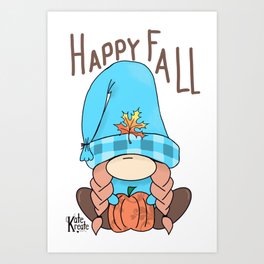 Happy Fall Gnome Art Print