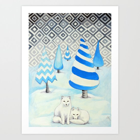 Winter Foxes Art Print