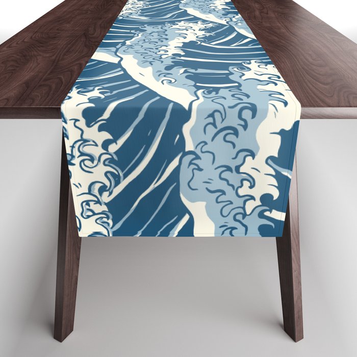 Sea Waves Pattern For Deco In The Apartment Table Runner