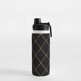 Black and Gold  Diamond Pattern or Print Water Bottle