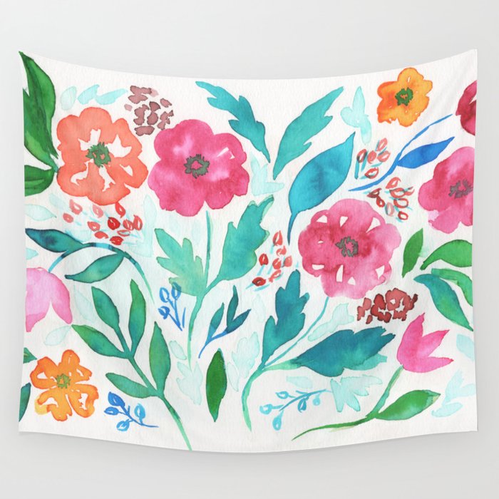Watercolor Floral 2. Wall Tapestry