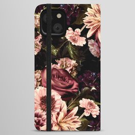 Vintage & Shabby Chic- Real Chrysanthemums Lush Midnight Flowers Botanical Garden iPhone Wallet Case