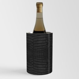 Black Crocodile Leather Print Wine Chiller