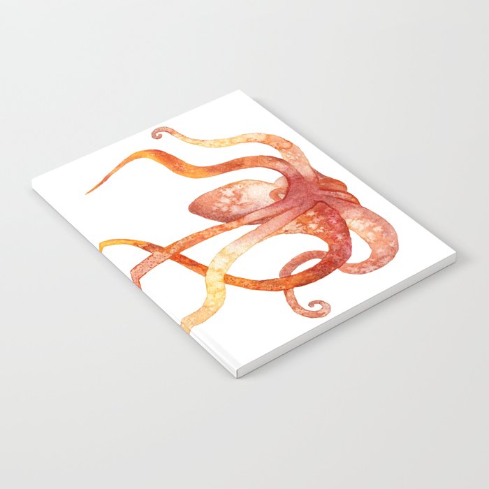 Watercolour Octopus - Red and Orange Notebook
