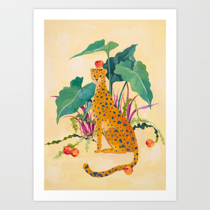 Cheetah and Apples Art Print