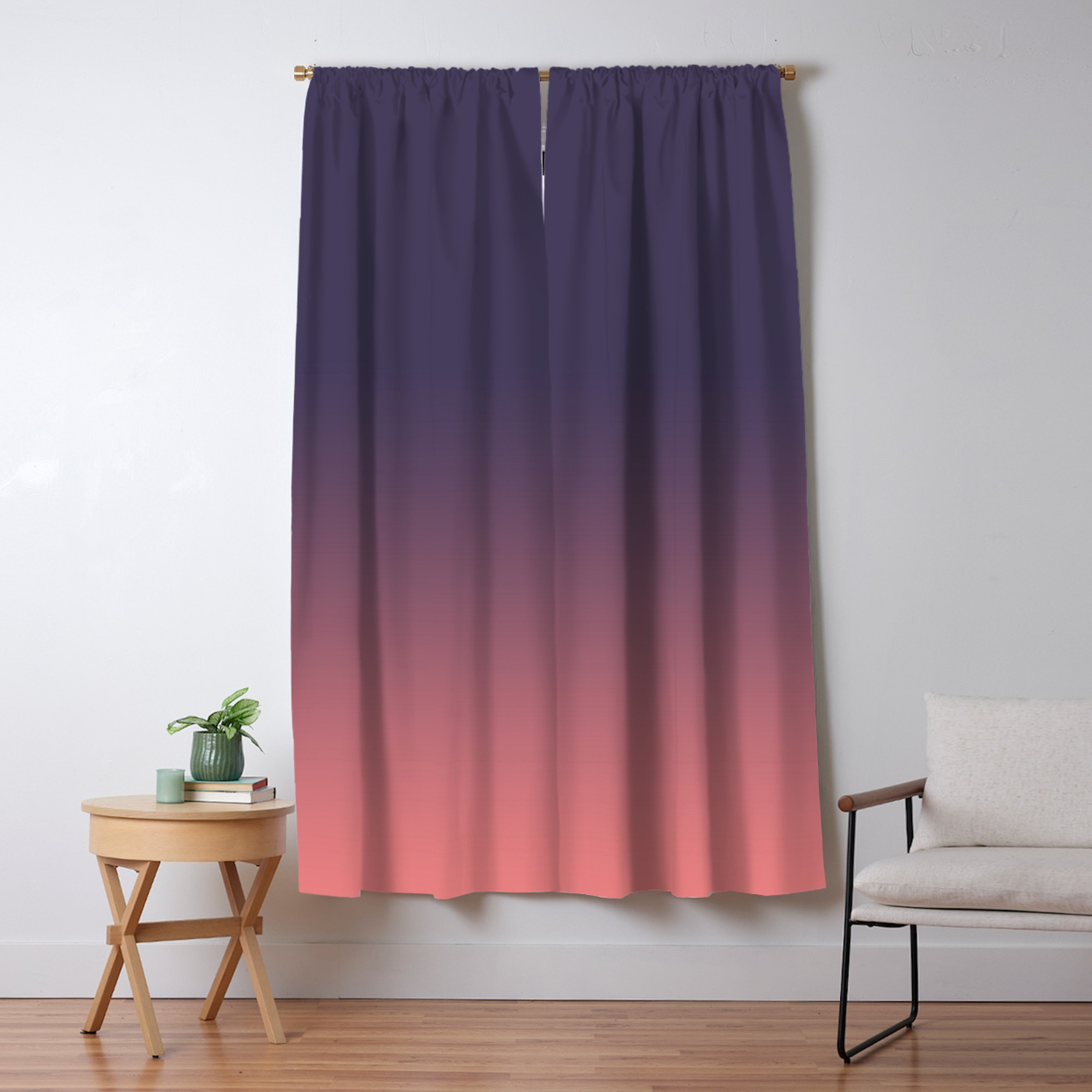 Ombre Background Color Contrast Blackout Curtain By Inklola