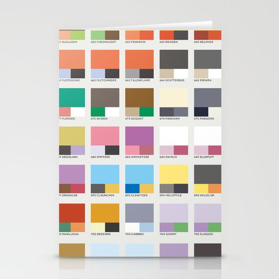 Poke-Pantone 6 (Kalos Region) Stationery Cards