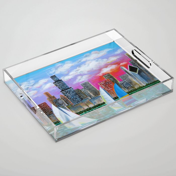 Magnificent Chicago Skyline Acrylic Tray