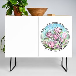 Magnolia ~ watercolor illustration Credenza