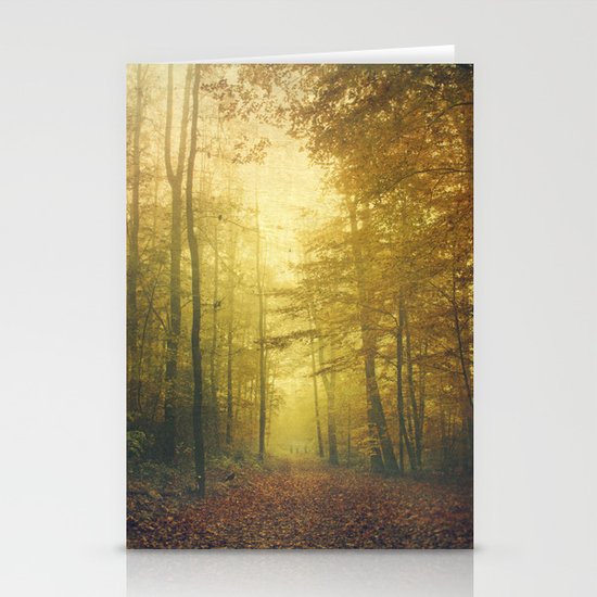 fall morning forest Stationery Cards