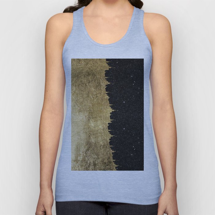 Faux Gold and Black Starry Night Brushstrokes Tank Top