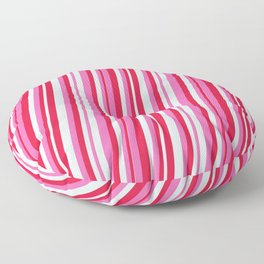[ Thumbnail: Hot Pink, Crimson, and Light Cyan Colored Lines Pattern Floor Pillow ]