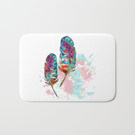 Two Souls - Colorful Feather Art by Sharon Cummings Bath Mat