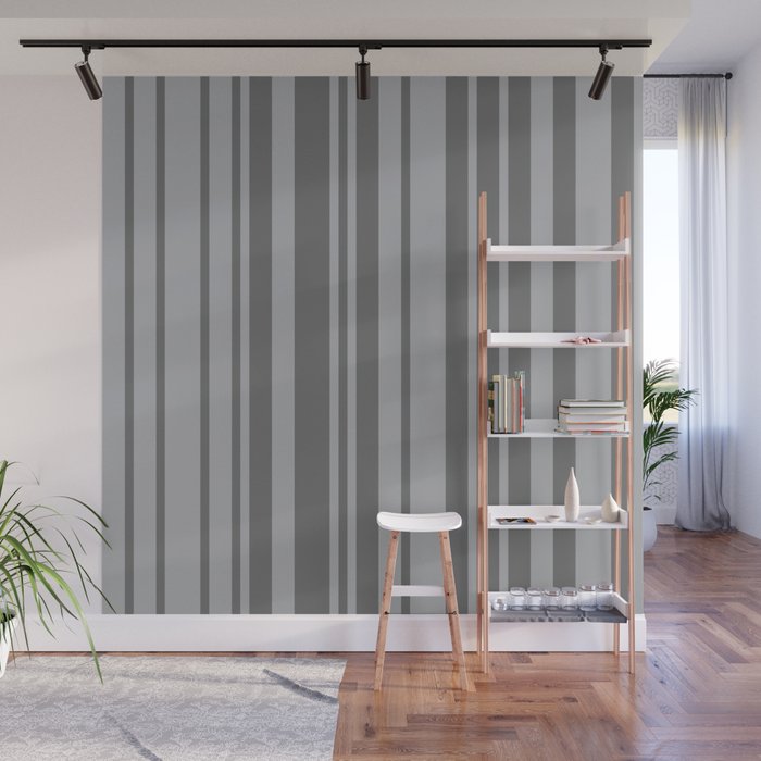 Elegant Stripes Chaotic Stripes Gray Grey Wall Mural