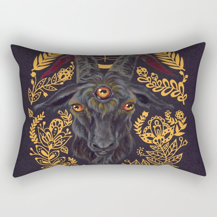 Black Goat of the Woods Rectangular Pillow