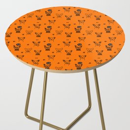 Orange and Black Hand Drawn Dog Puppy Pattern Side Table