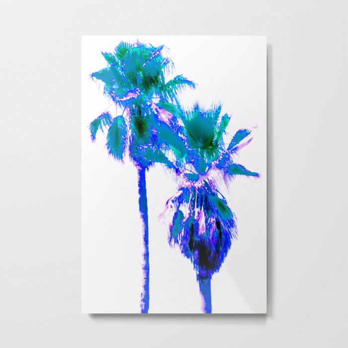 Palm Trees Beach Vibrant Color Metal Print