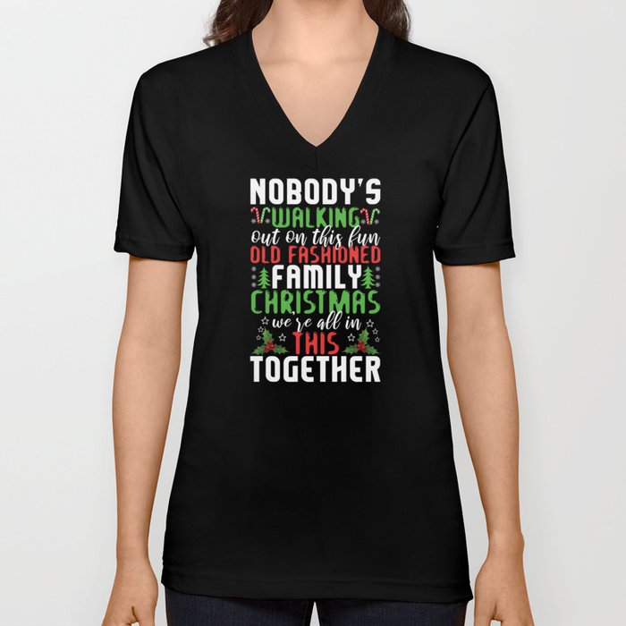 December 2021 Winter Fun Family Christmas V Neck T Shirt