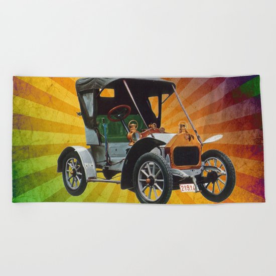 Vintage Car 05 Beach Towel