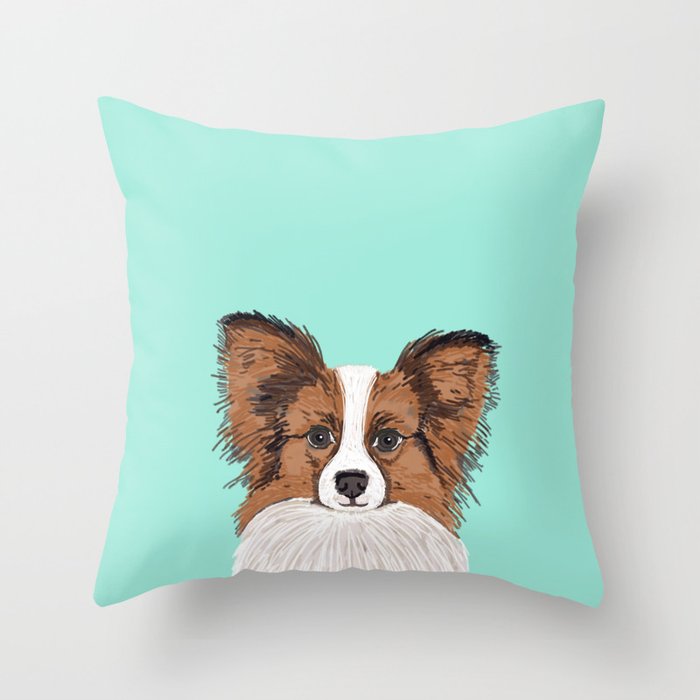 Fluffy puppy shop throw pillow