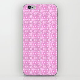 Spring Retro Daisy Lace Pink on White iPhone Skin