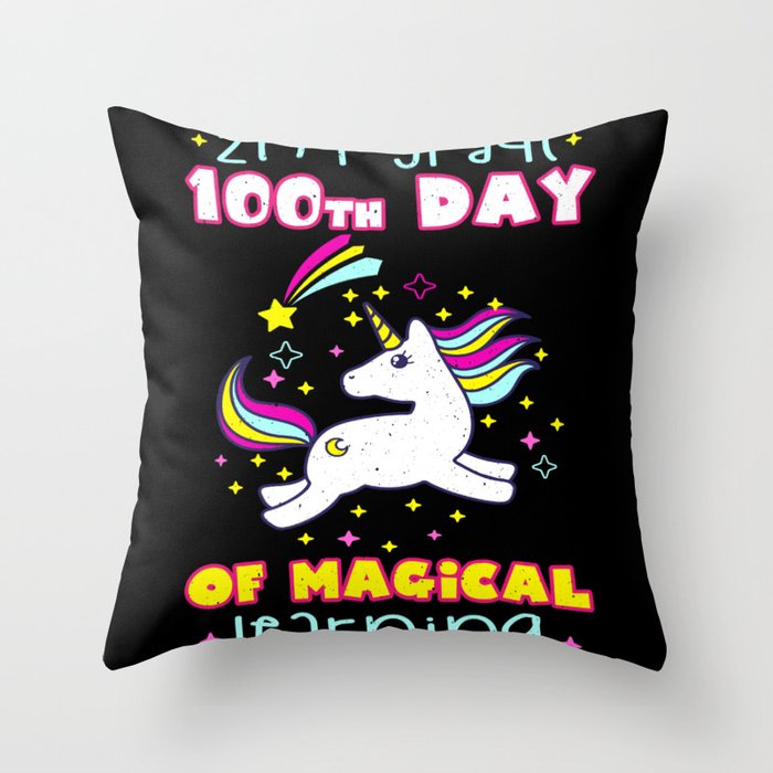 Days Of School 100th Day 100 Magical 2nd Grader Throw Pillow