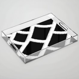 Black and white tiles pattern Acrylic Tray