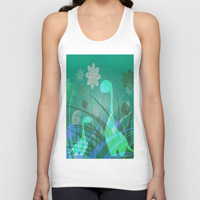 Happy Floral Dinosaurs Tank Top