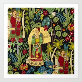 Frida's Coyoacán Mexican Garden of Casa Azul - tropical greenery & floral  Art Print