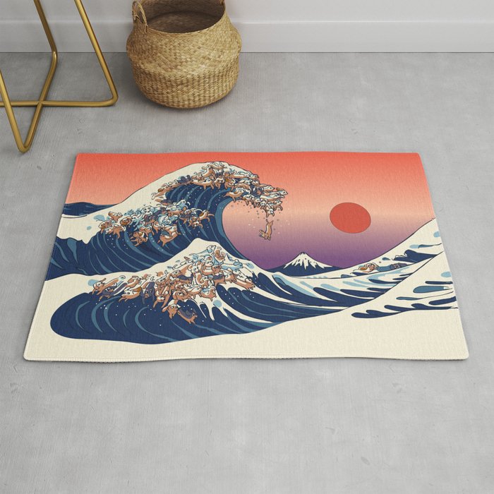 The Great Wave of Dachshunds Rug