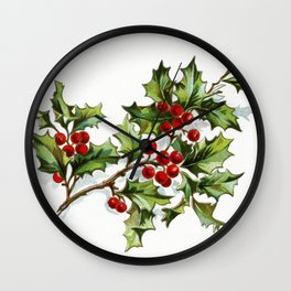 Holly Berries 001 by JAMFoto Wall Clock