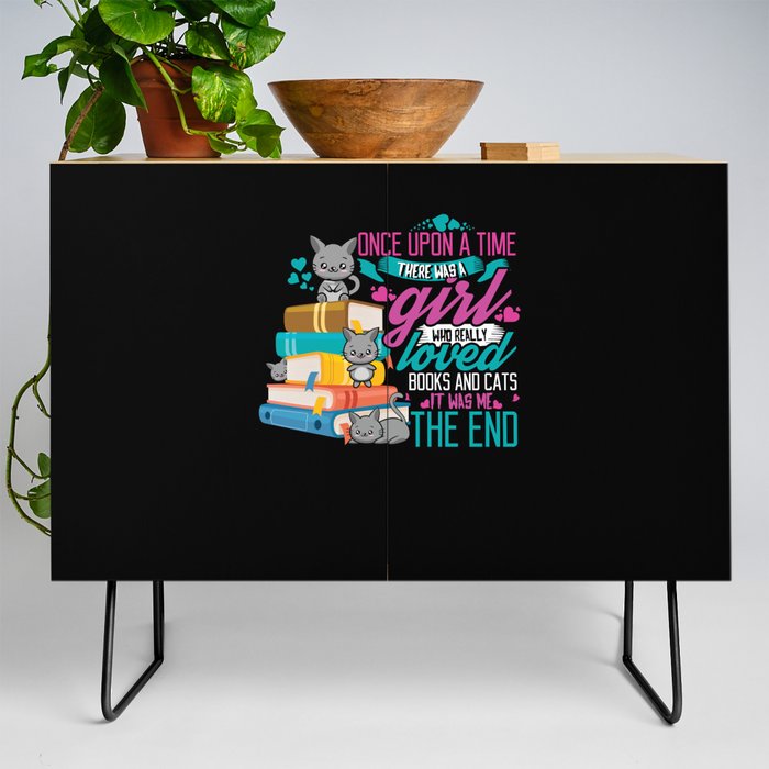 Girl Loves Books And Cats Bookworm Book Reading Credenza