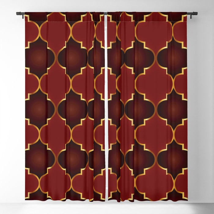 Red Islamic Geometric - Red Islamic Pattern - Red Islamic Pattern Geometric Blackout Curtain