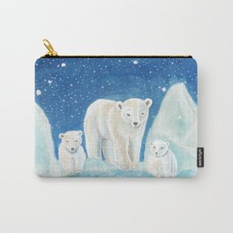 Polar Bears Carry-All Pouch | Cubs, Iceberg, Wildlife, Nursery, Ursamajor, Winter, Christmas, Blue, Festive, Animalmoms 