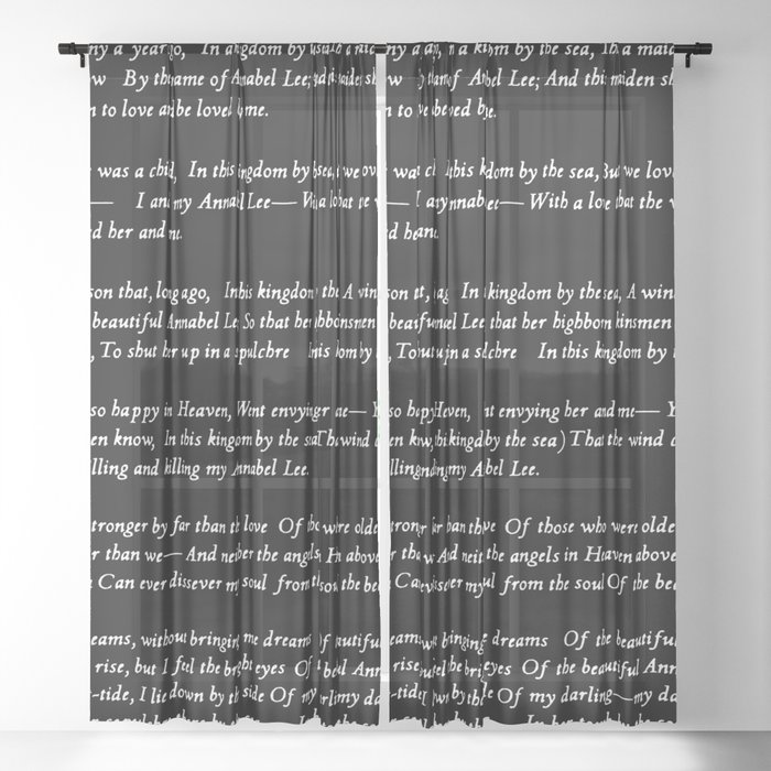 Annabel Lee Edgar Allan Poe Black Classic Poem Sheer Curtain By