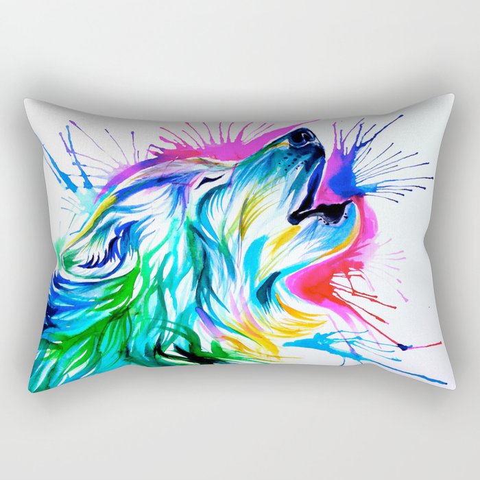 Howling Wolf Burst  Rectangular Pillow