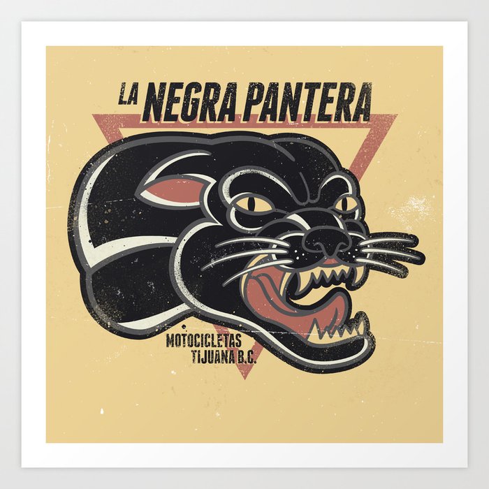 Negra Pantera Motocicletas Art Print