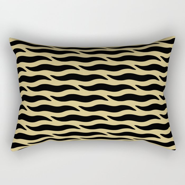Tiger Wild Animal Print Pattern 329 Black Gold Rectangular Pillow