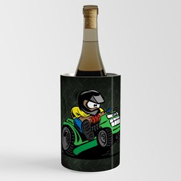 Cartoon racing riding lawnmower tractor popping a wheelie Wine Chiller