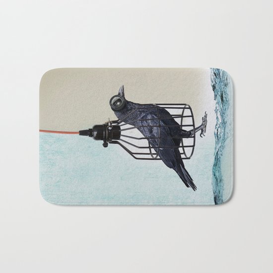 bird in the wire Bath Mat