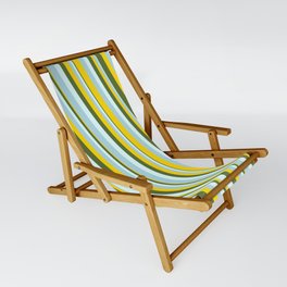 [ Thumbnail: Light Blue, Yellow, Dark Olive Green & Light Cyan Colored Lined/Striped Pattern Sling Chair ]