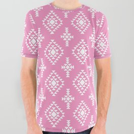 Pink and White Native American Tribal Pattern All Over Graphic Tee