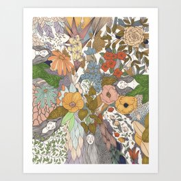 Falling Asleep in the Flowers Fine Art Print Art Print