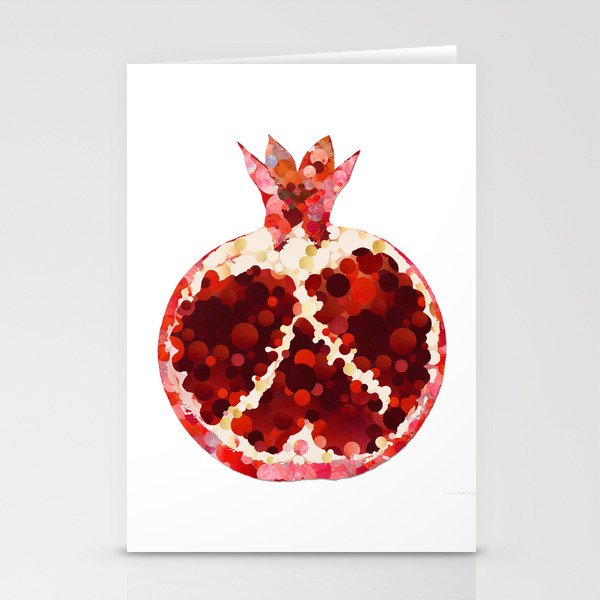 Red Pomegranate Fruit Art Kitchen Decor Stationery Cards