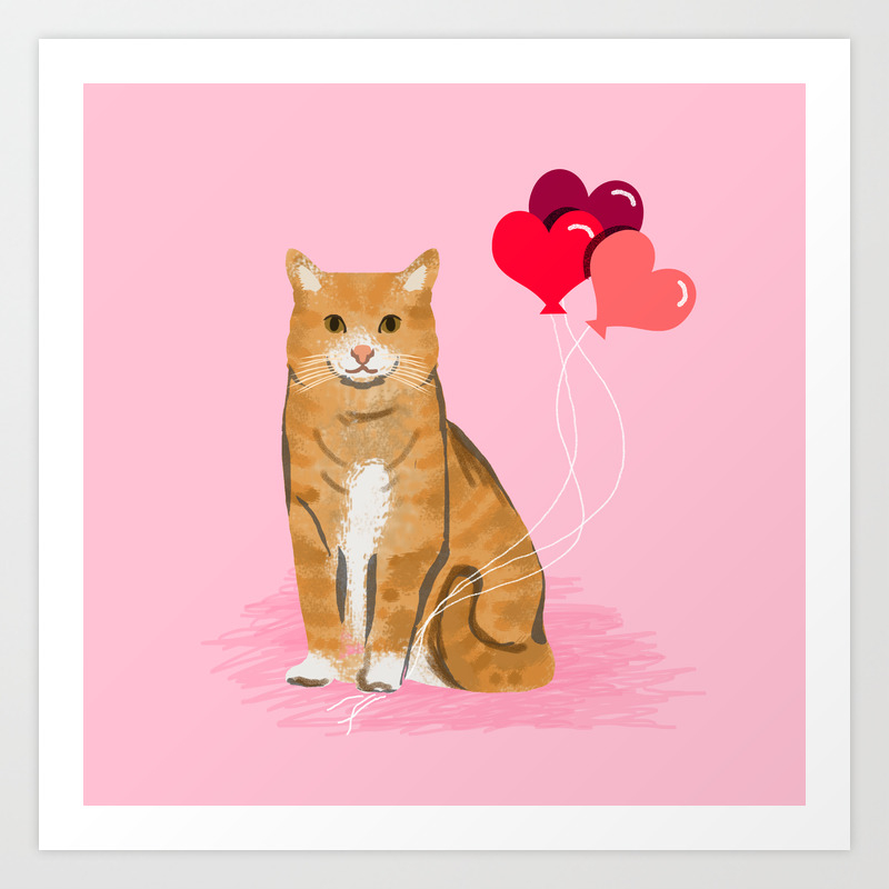 Orange Tabby Ginger Cats Valentines Day Balloons Hearts Cat Breeds