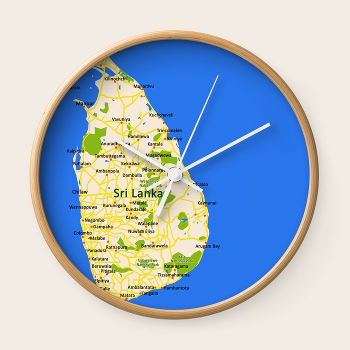 Sri Lanka Map Design Wall Clock by Efratul Society6