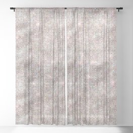 Pink Silver Diamond Studded Glam Pattern Sheer Curtain