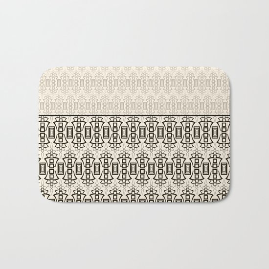 Art Deco . Black and beige combination pattern . Bath Mat